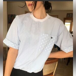 Vintage 90’s Holiday Beach Club mixed media patch work short sleeve shirt